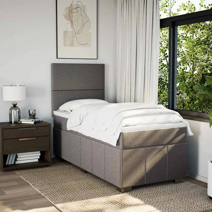 Sommier à lattes de lit avec matelas Taupe 80x200 cm Tissu - 5