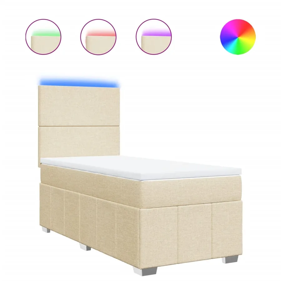 Sommier à lattes de lit avec matelas Crème 90x200 cm Tissu - 2