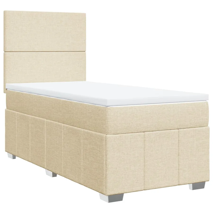 Sommier à lattes de lit et matelas Crème 90x190 cm Tissu - 2