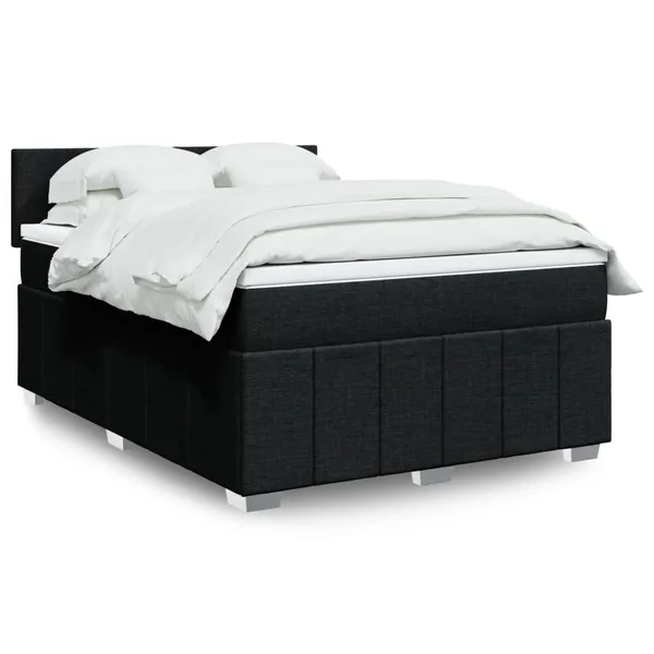 Sommier à lattes de lit avec matelas Noir 160x200 cm Tissu