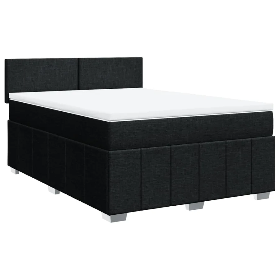 Sommier à lattes de lit avec matelas Noir 160x200 cm Tissu - 2