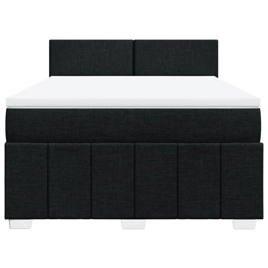Sommier à lattes de lit avec matelas Noir 160x200 cm Tissu - 4
