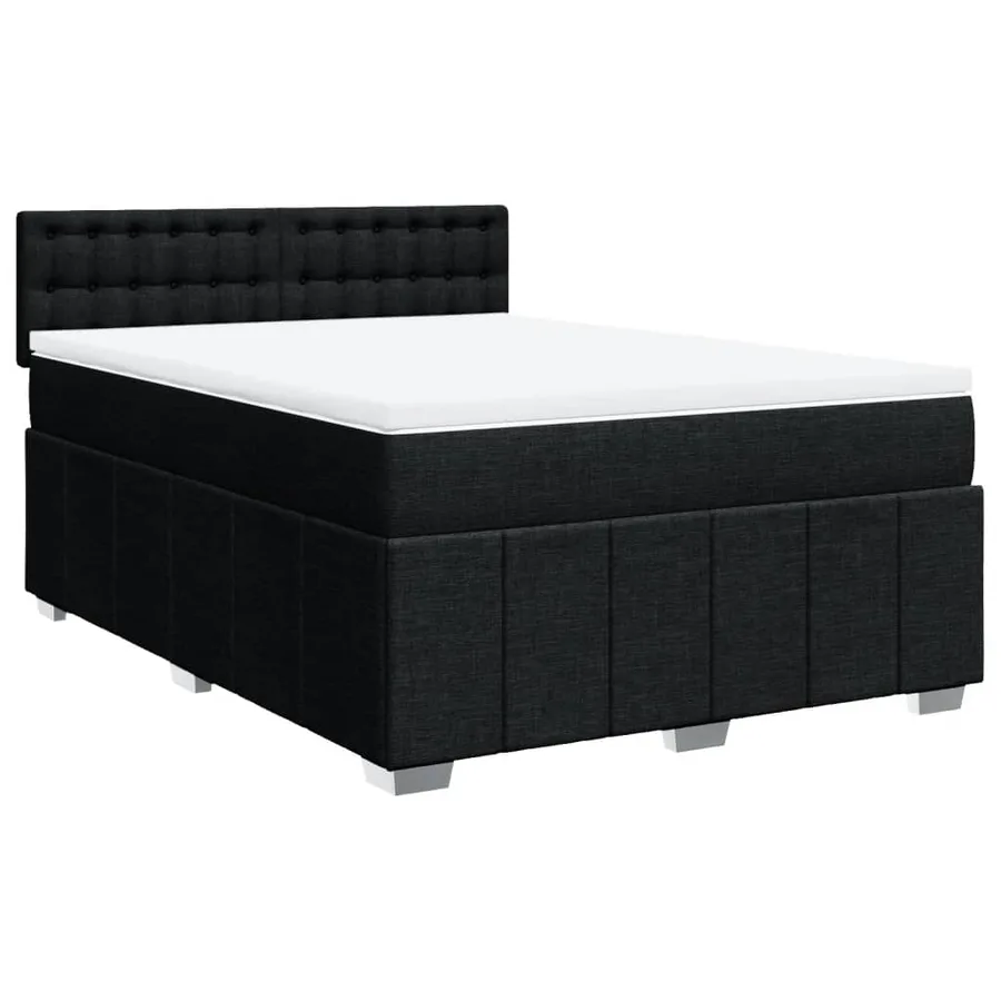 Sommier à lattes de lit avec matelas Noir 160x200 cm Tissu - 2