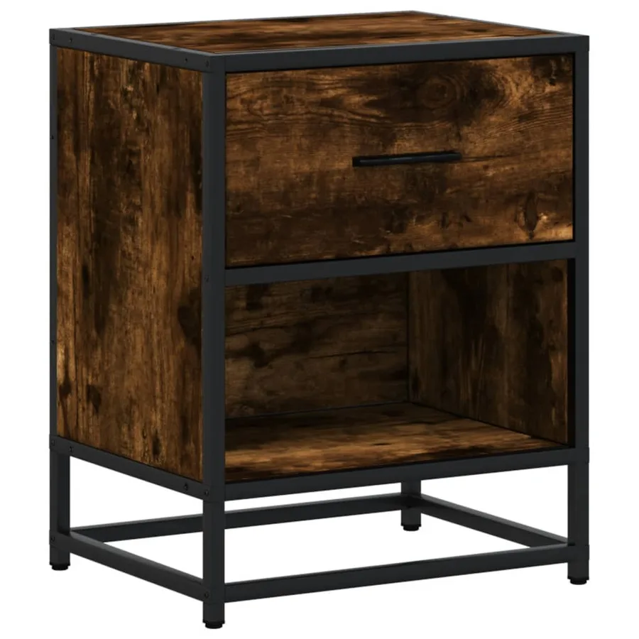 Table de chevet chêne fumé 40x31x50 cm bois d'ingénierie - 2
