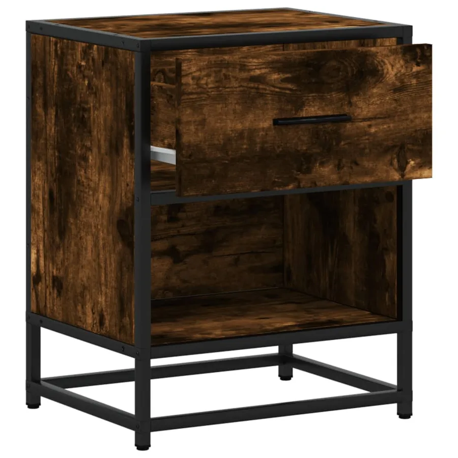 Table de chevet chêne fumé 40x31x50 cm bois d'ingénierie - 8