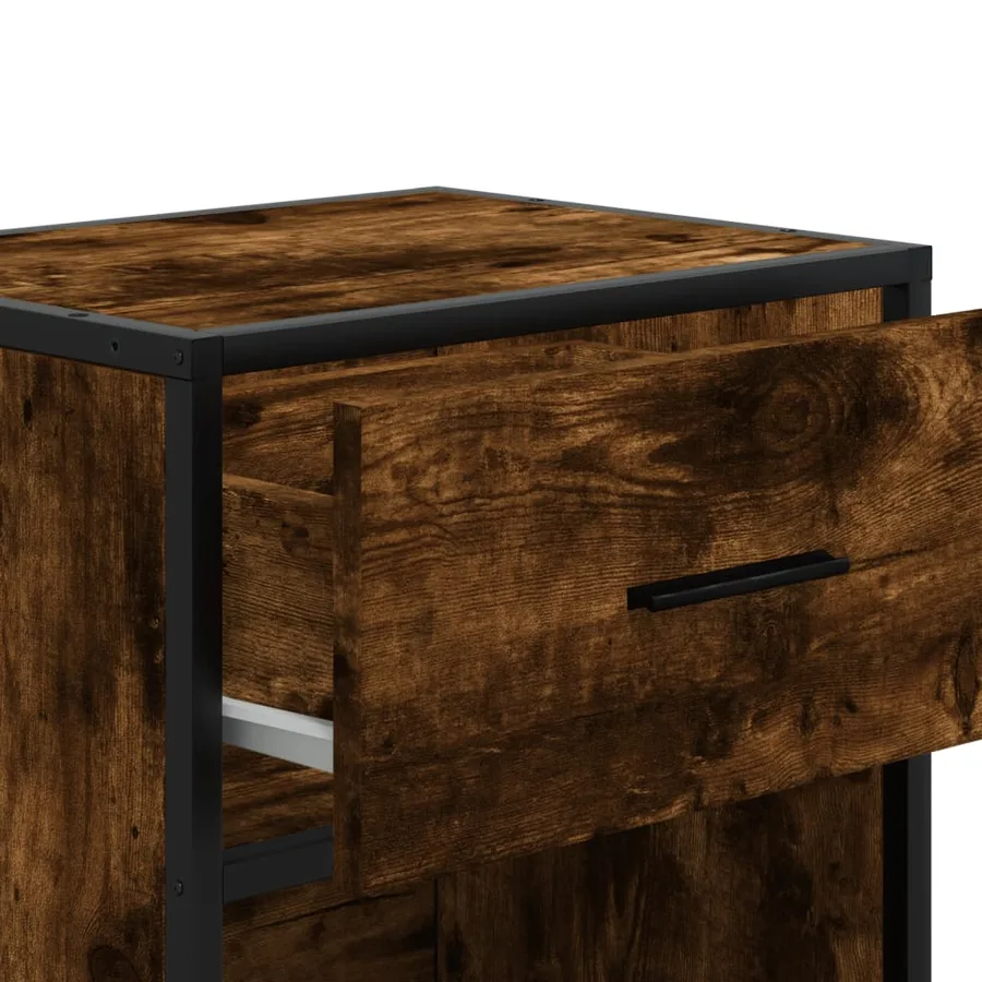 Table de chevet chêne fumé 40x31x50 cm bois d'ingénierie - 9