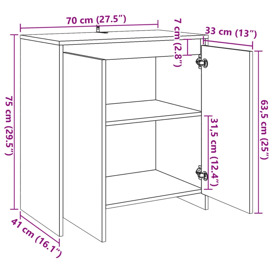 Buffet vieux bois 70x41x75 cm bois d'ingénierie - 10