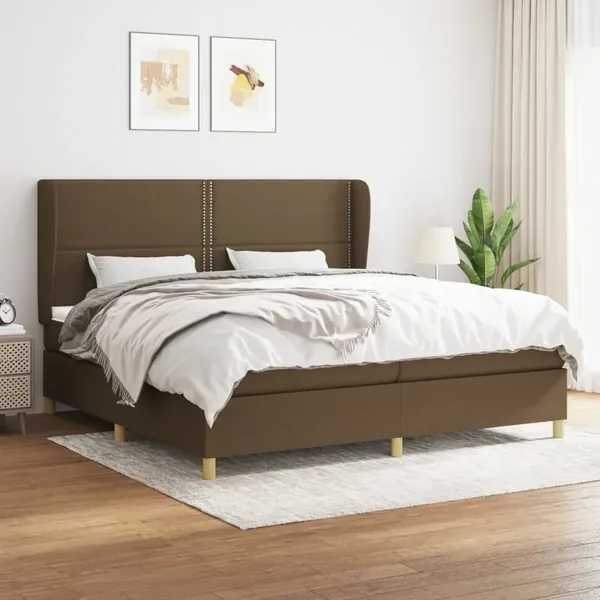 Sommier à lattes de lit avec matelas Marron foncé 200x200 cm