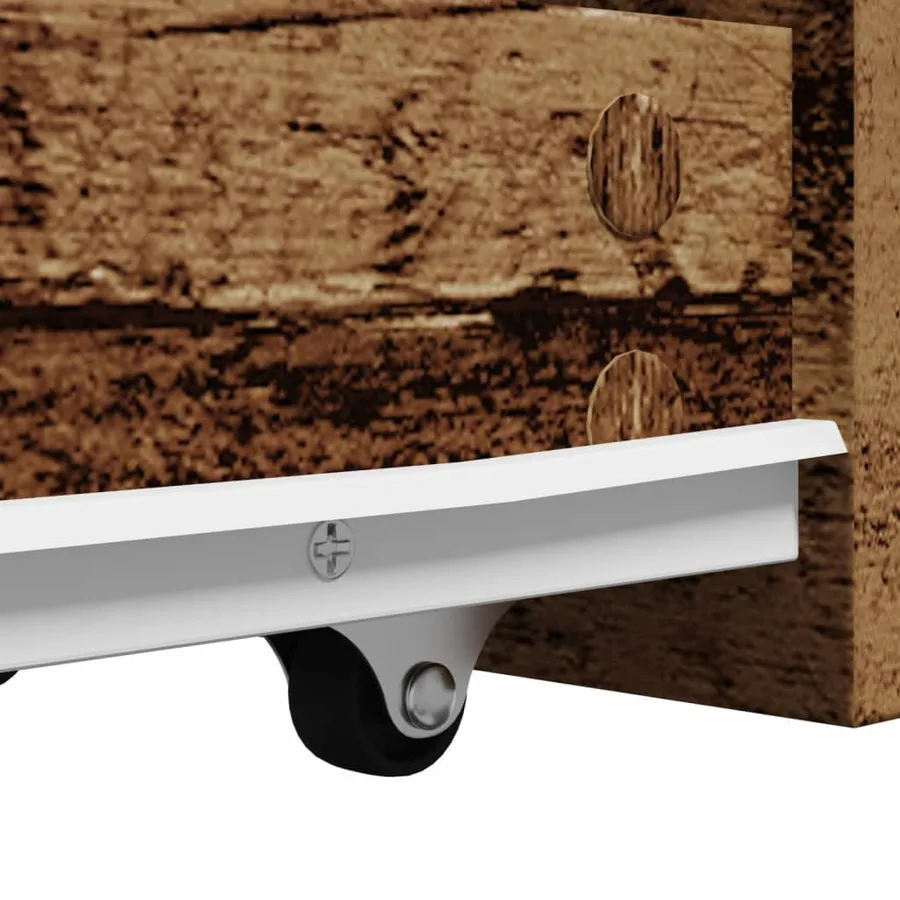 Armoire de salle de bain étroite avec roulettes vieux bois - 10