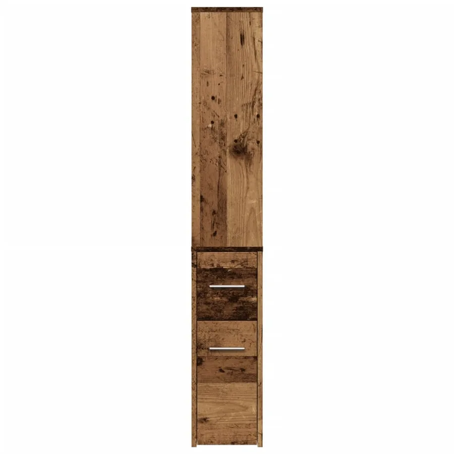 Armoire de salle de bain étroite avec roulettes vieux bois - 5