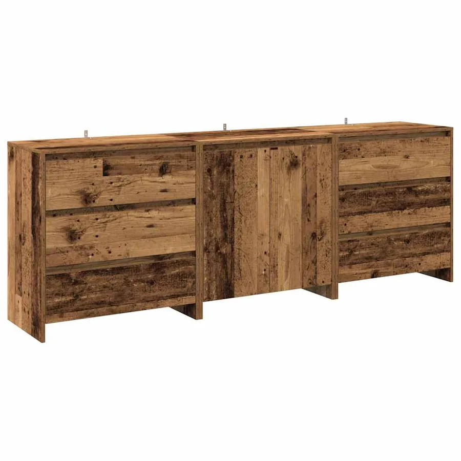 Buffet 3 pcs vieux bois bois d'ingénierie - 2