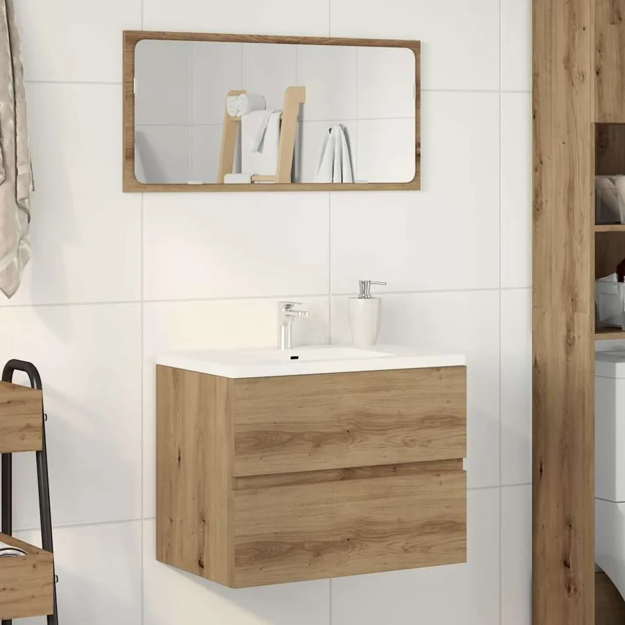 Armoire de salle de bain chêne artisanal bois d'ingénierie