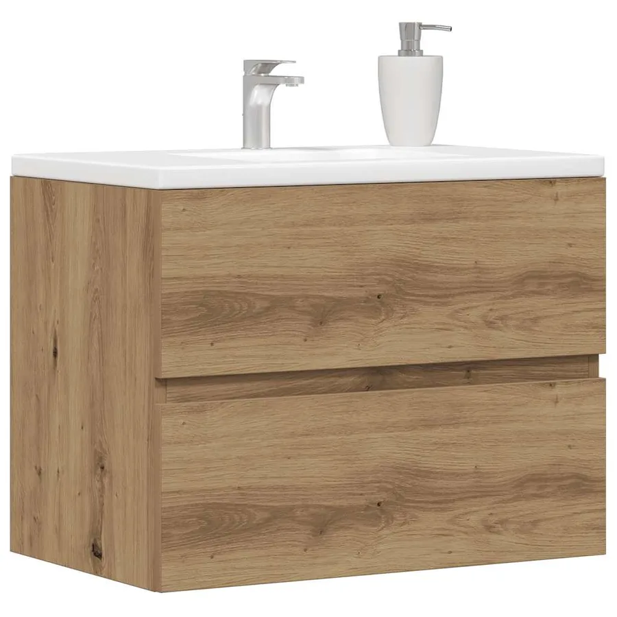 Armoire de salle de bain chêne artisanal bois d'ingénierie - 3