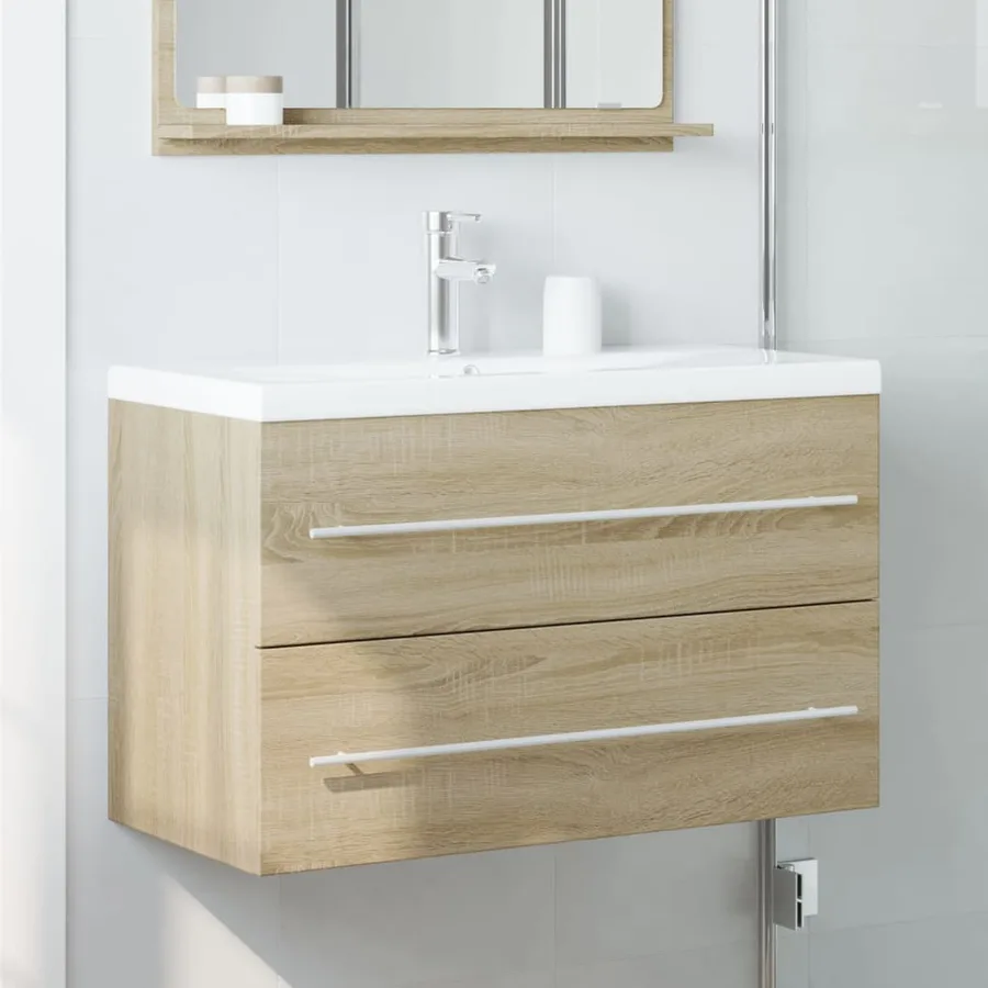 Armoire de lavabo vieux bois 80x38,5x48 cm bois d'ingénierie - 3