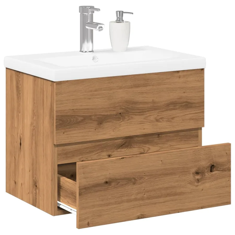 Armoire lavabo avec bassin intégré chêne artisanal