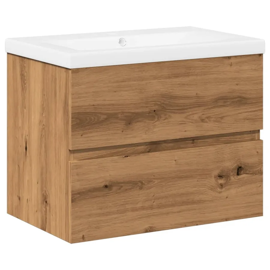 Armoire lavabo avec bassin intégré chêne artisanal - 2