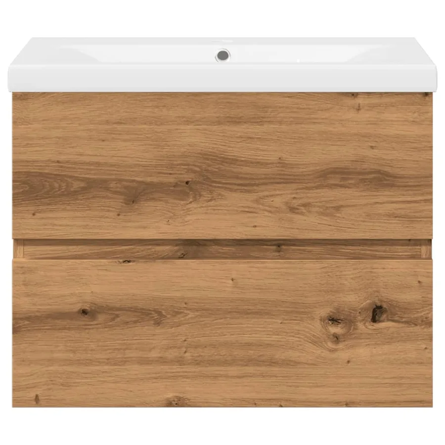 Armoire lavabo avec bassin intégré chêne artisanal - 5