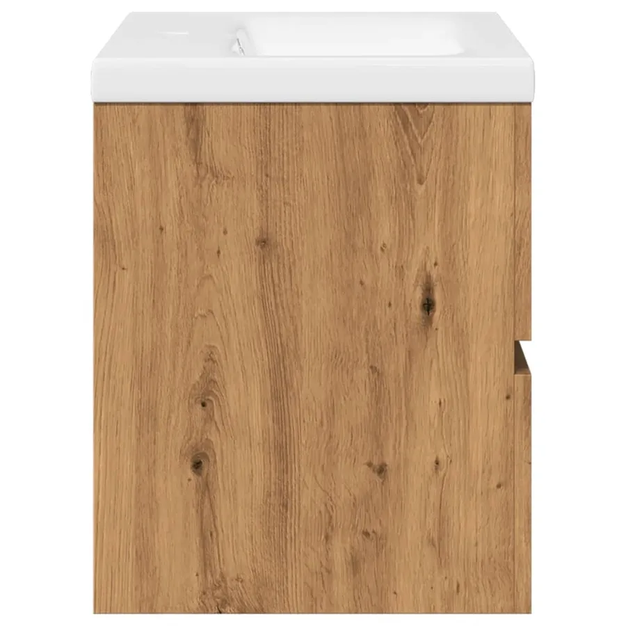 Armoire lavabo avec bassin intégré chêne artisanal - 7