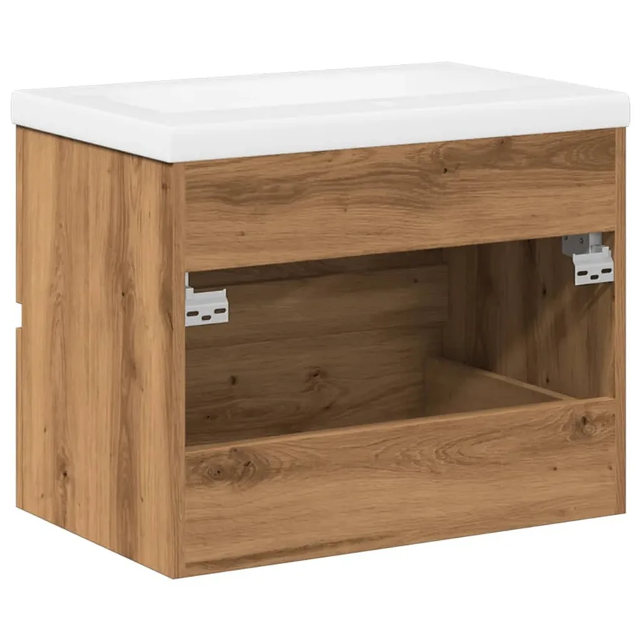 Armoire lavabo avec bassin intégré chêne artisanal - 8