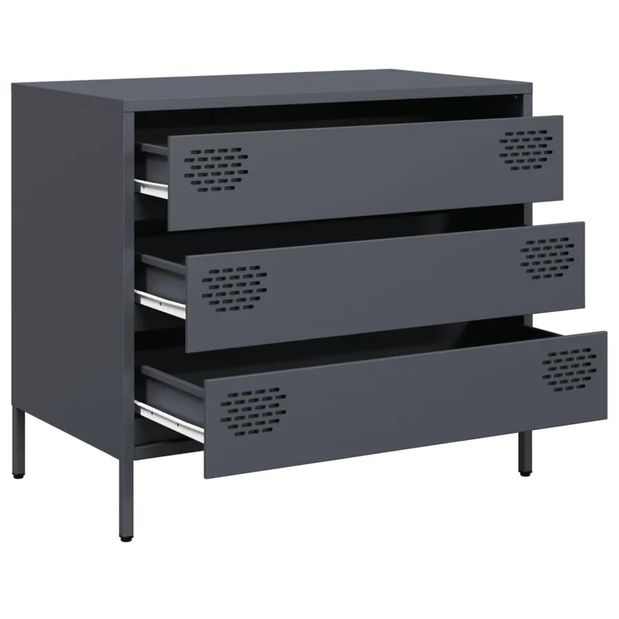 Buffet anthracite 68x39x58,5 cm acier laminé à froid - 4