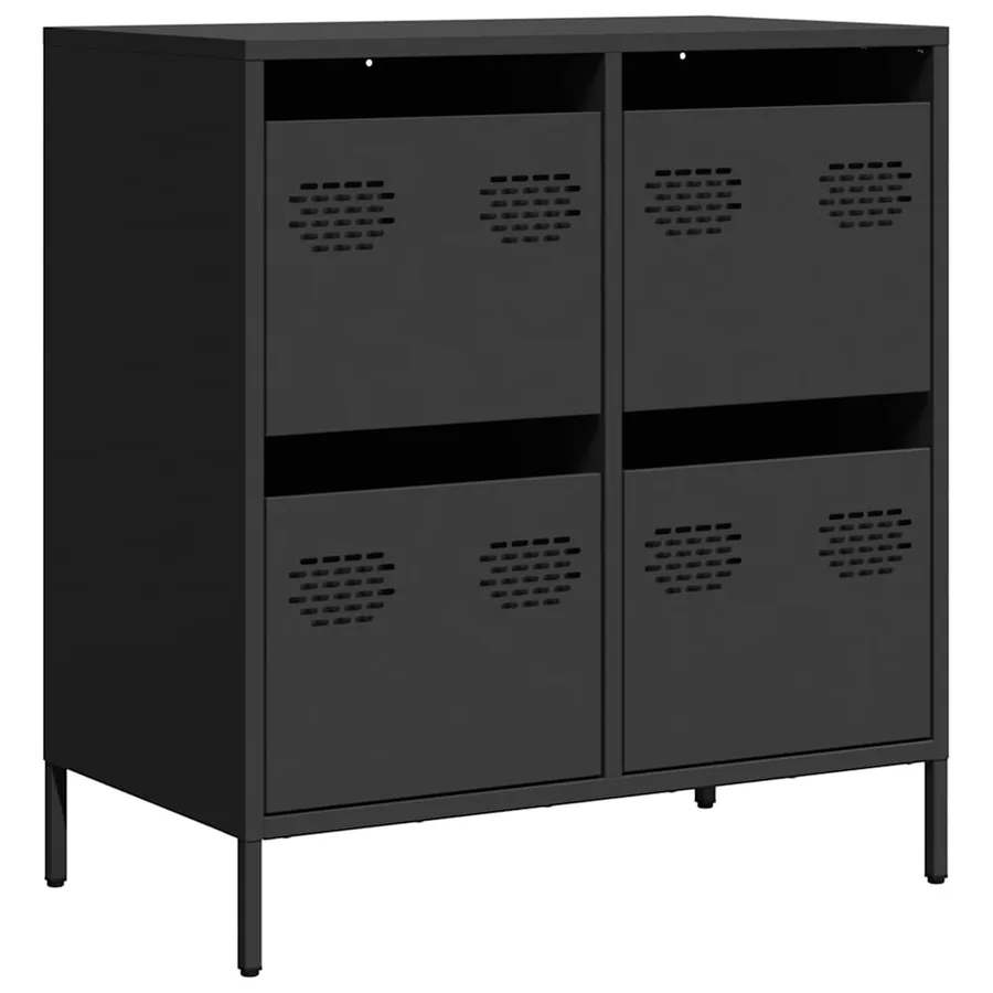 Buffet noir 68x39x73,5 cm acier laminé à froid - 2