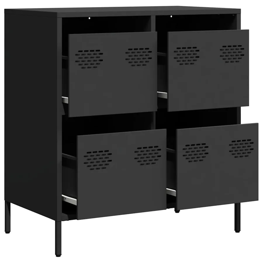 Buffet noir 68x39x73,5 cm acier laminé à froid - 4