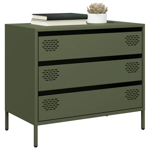 Buffet vert olive 68x39x58,5 cm acier laminé à froid
