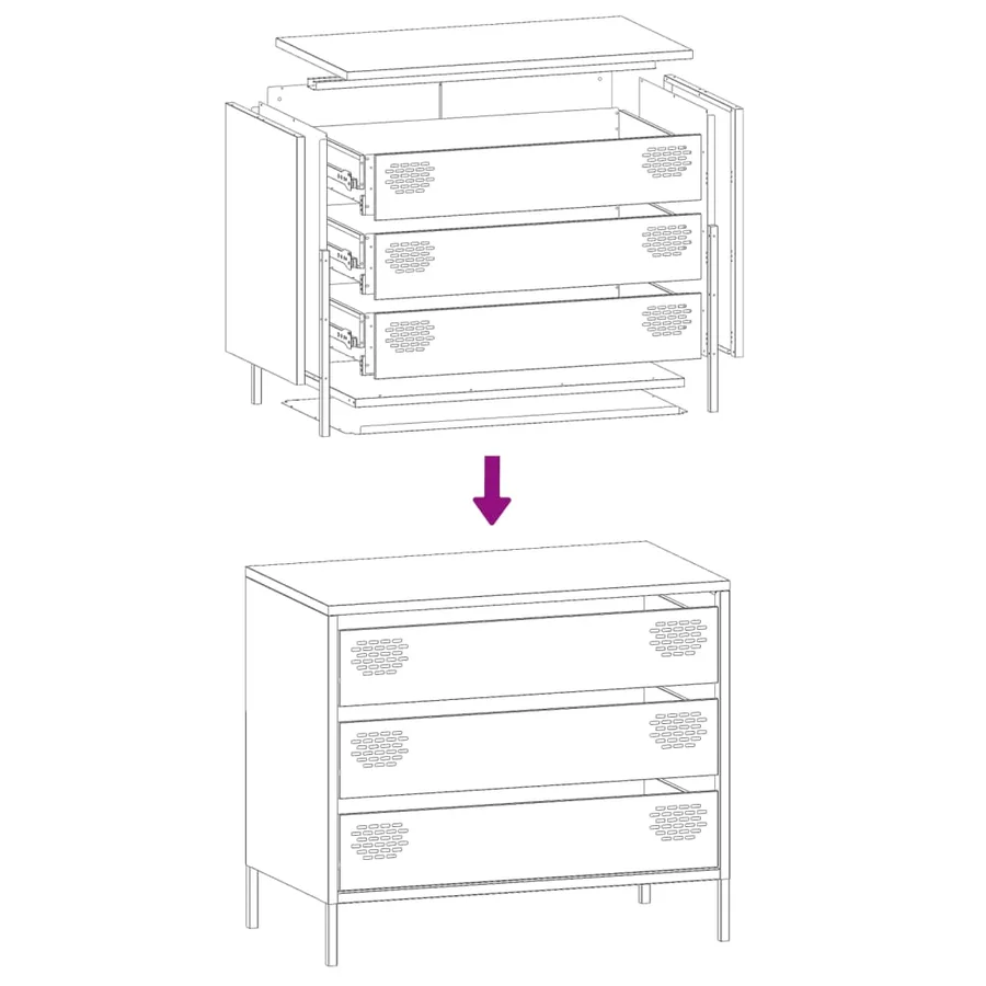 Buffet vert olive 68x39x58,5 cm acier laminé à froid - 11