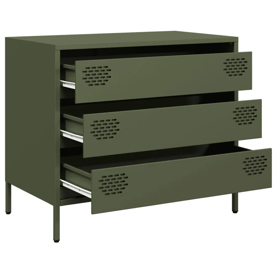 Buffet vert olive 68x39x58,5 cm acier laminé à froid - 4