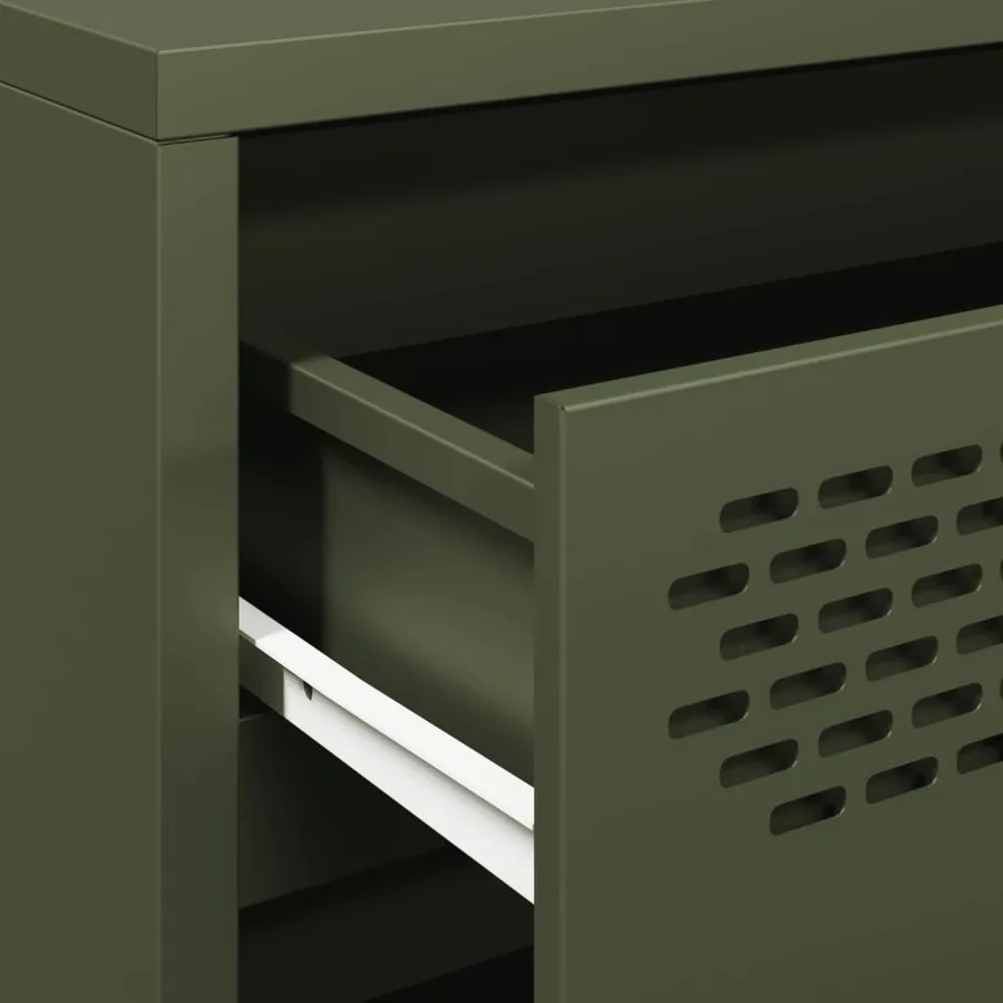 Buffet vert olive 68x39x58,5 cm acier laminé à froid - 9