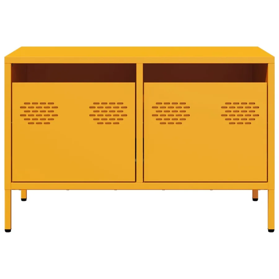 Meuble TV jaune moutarde 68x39x43,5 cm acier laminé à froid - 4