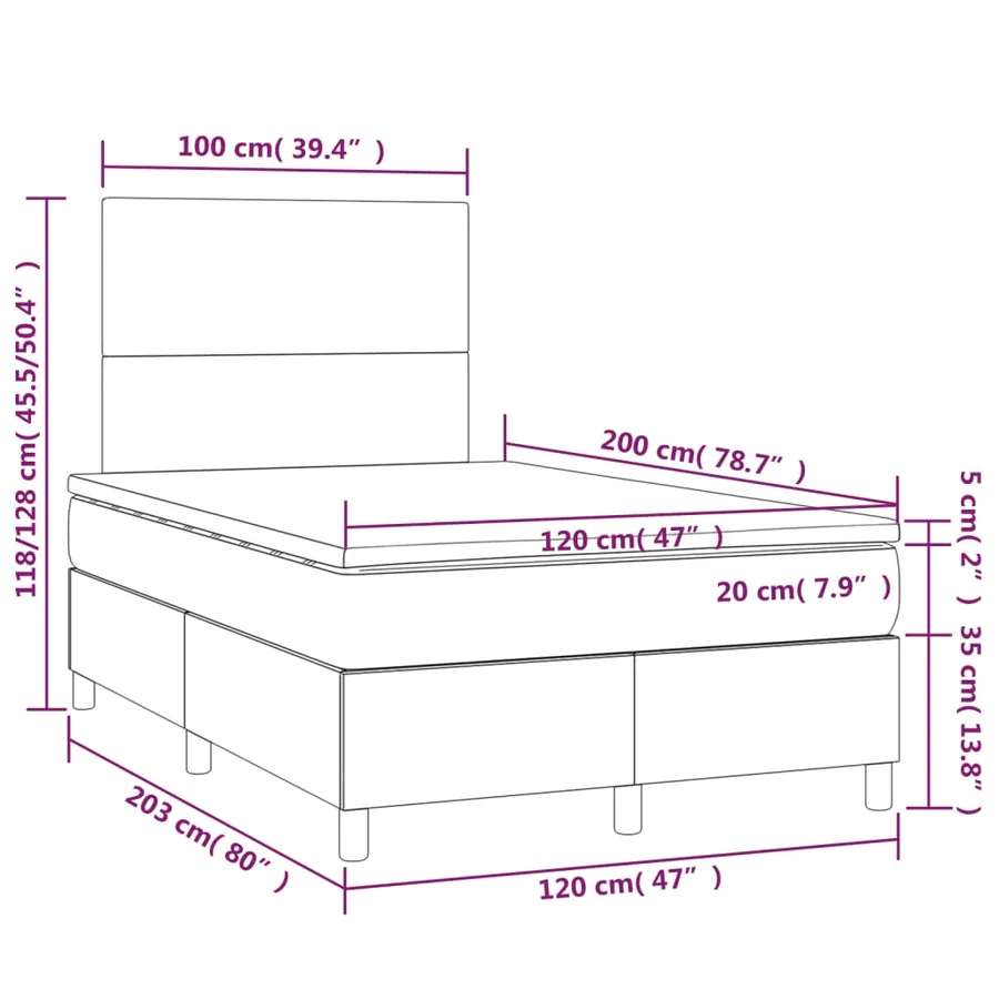 Sommier à lattes de lit avec matelas Rose 120x200 cm Velours - 6