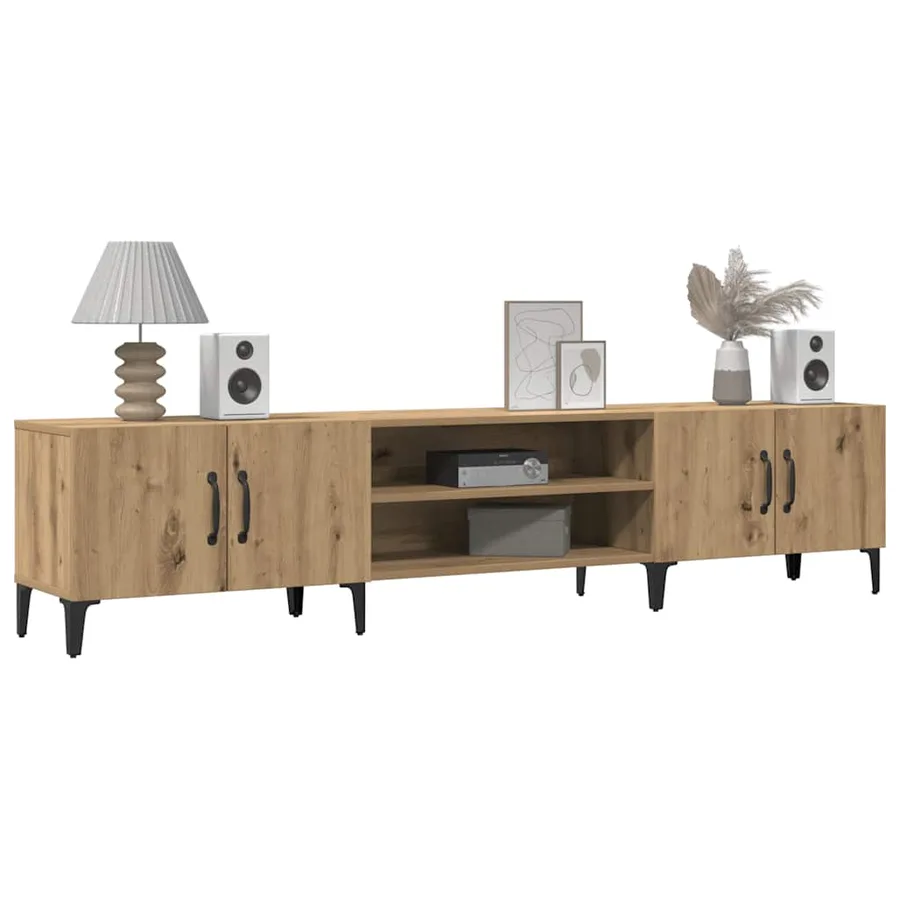 Meuble TV chêne artisanal 180x31,5x40 cm bois d'ingénierie - 3