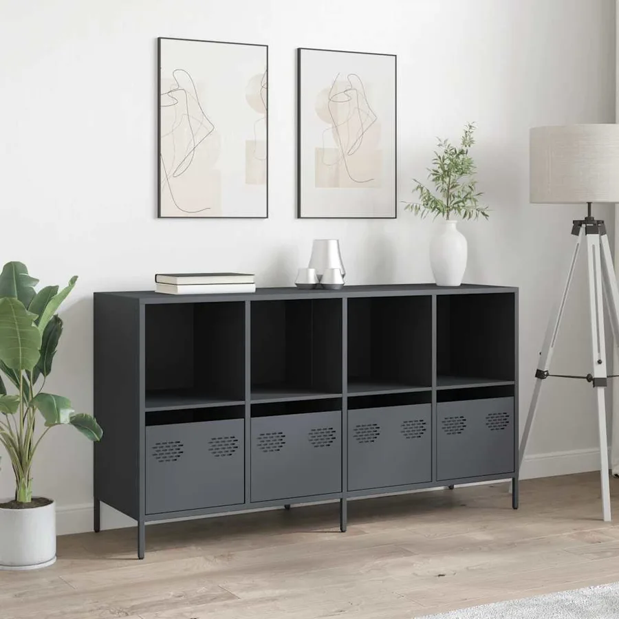 Buffet anthracite 135x39x73,5 cm acier laminé à froid - 3