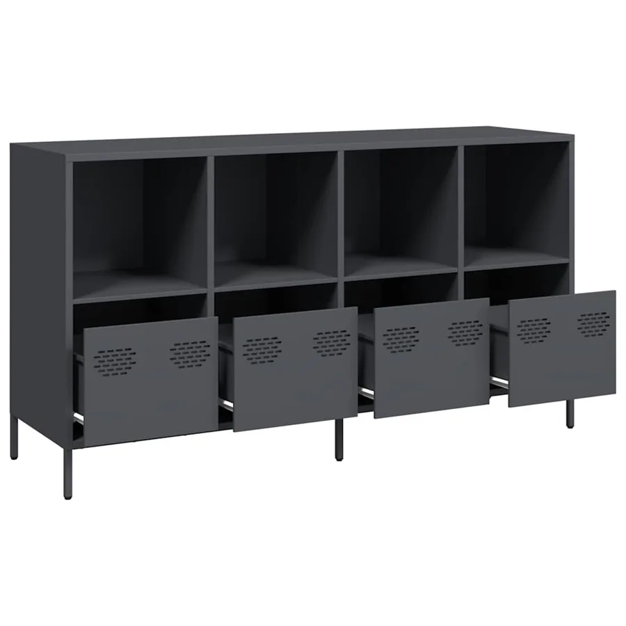Buffet anthracite 135x39x73,5 cm acier laminé à froid - 4