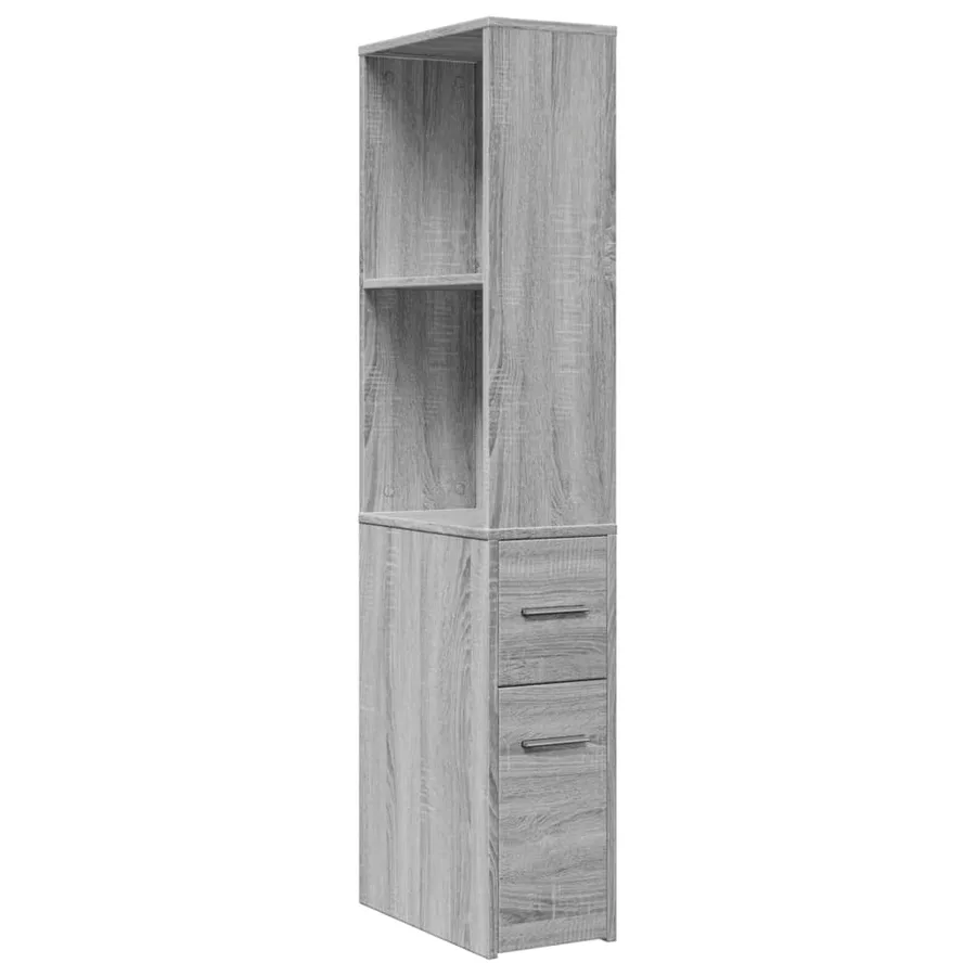 Armoire de salle de bain étroite avec roulettes sonoma gris - 2