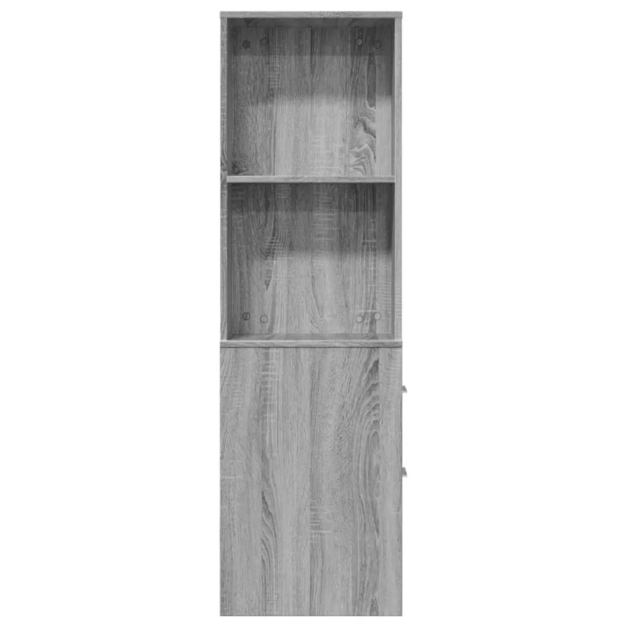 Armoire de salle de bain étroite avec roulettes sonoma gris - 4