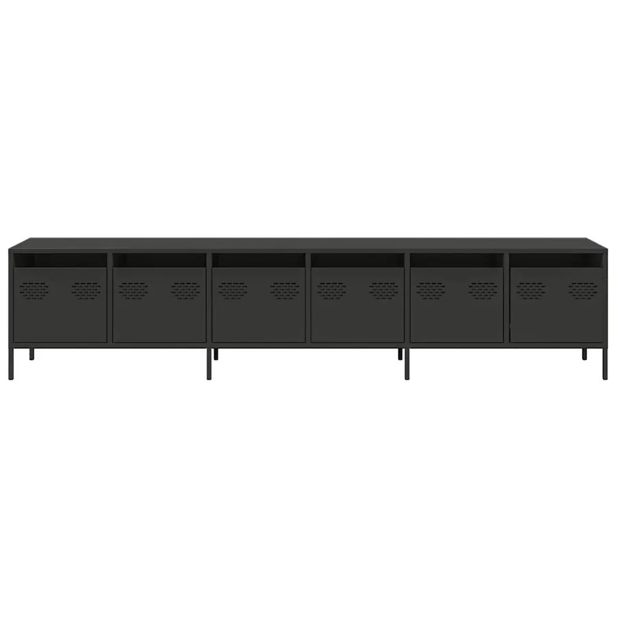 Meuble TV noir 202x39x43,5 cm acier laminé à froid - 5