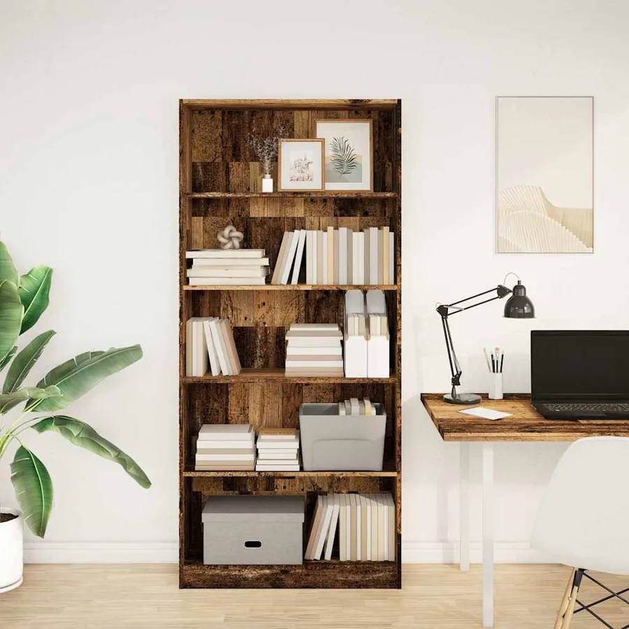 Bibliothèque vieux bois 80x24x176 cm bois d'ingénierie - 3