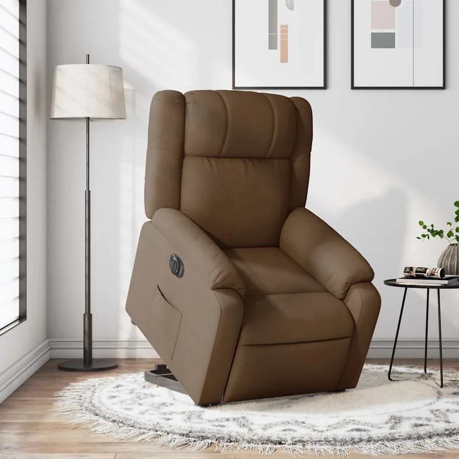 Fauteuil inclinable électrique marron tissu - 16