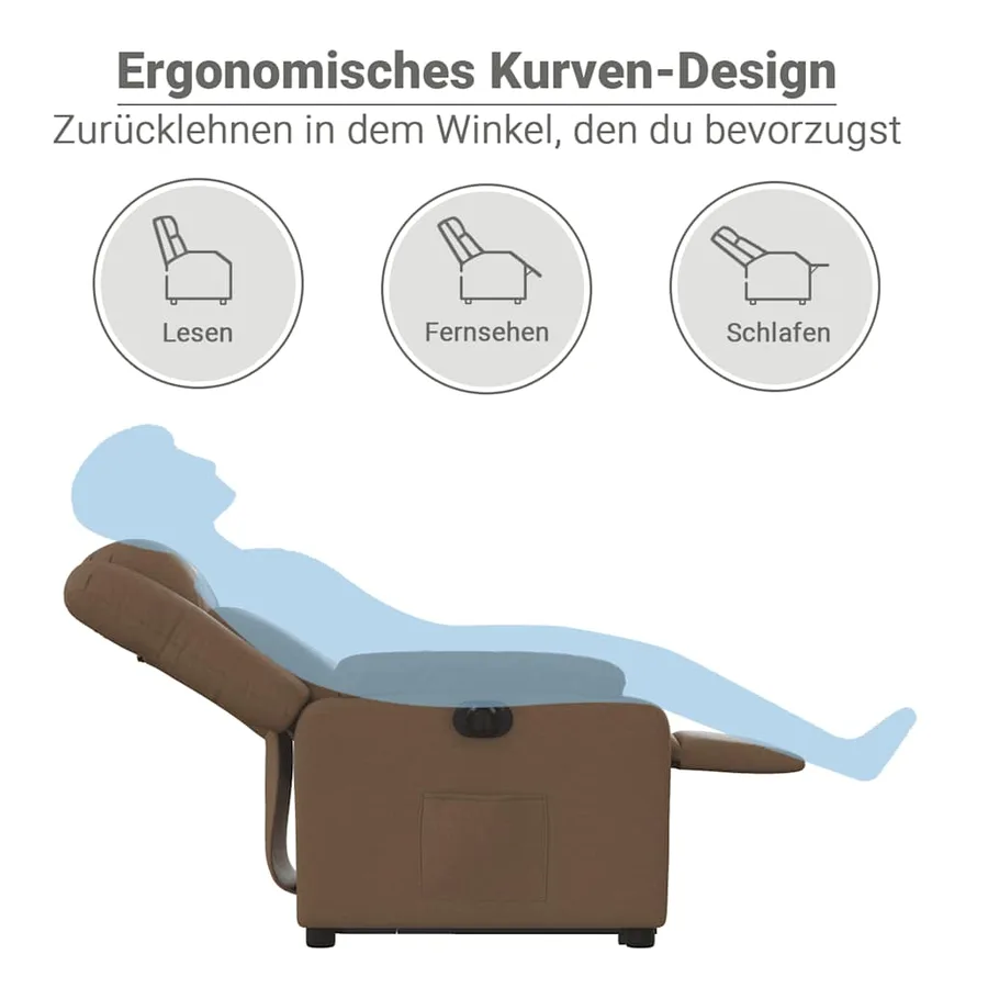 Fauteuil inclinable électrique marron tissu - 17
