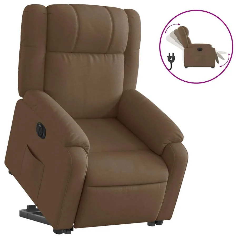 Fauteuil inclinable électrique marron tissu - 2