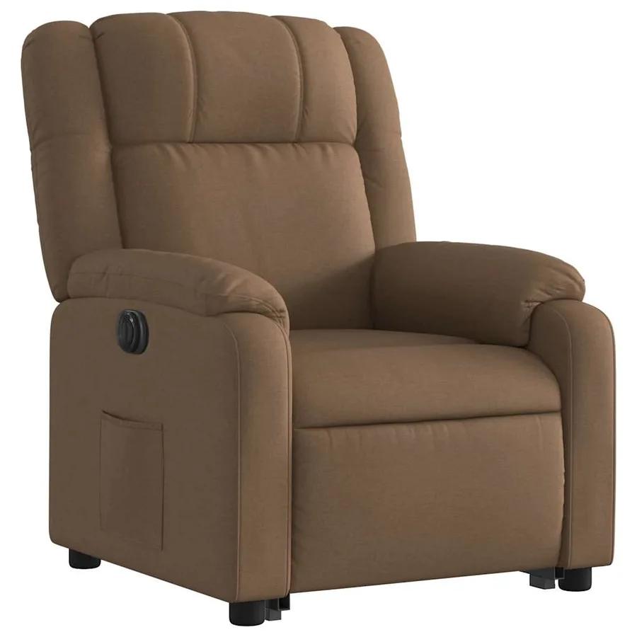 Fauteuil inclinable électrique marron tissu - 3