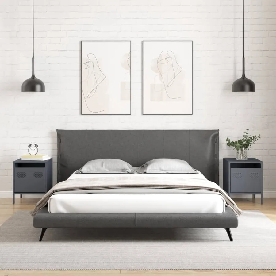 Tables de chevet 2 pcs anthracite 35x39x43,5 cm acier - 3