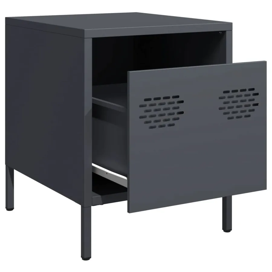 Tables de chevet 2 pcs anthracite 35x39x43,5 cm acier - 4