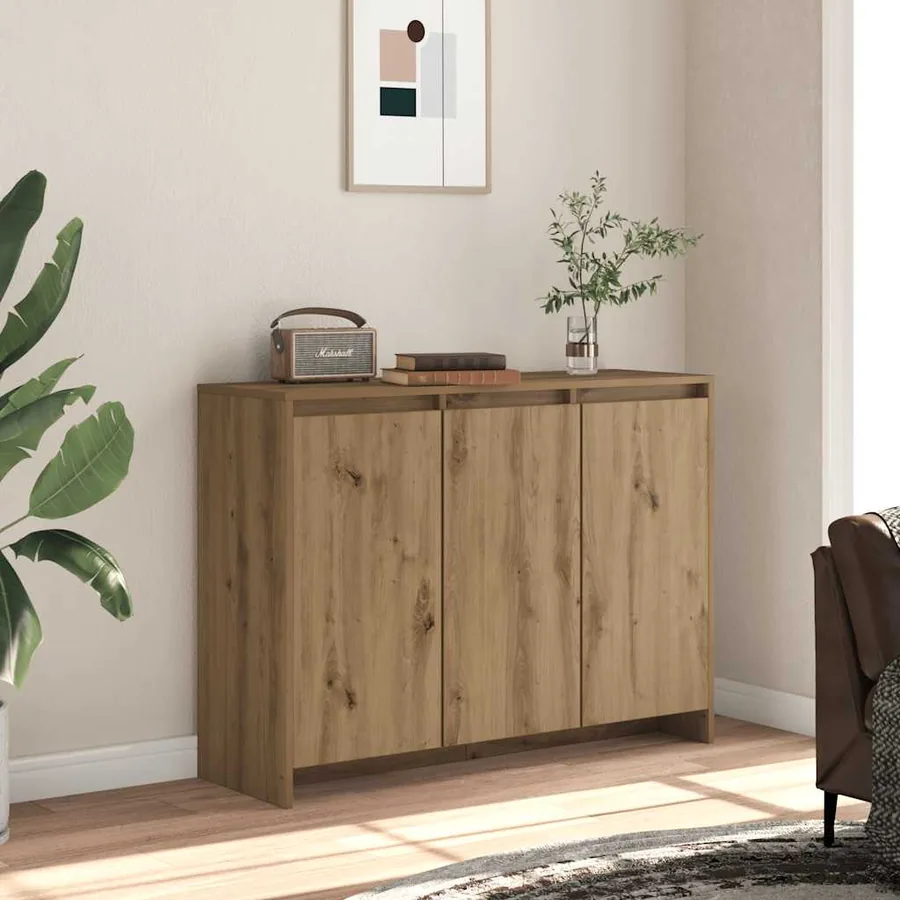 Buffet chêne artisanal 102x33x75 cm bois d'ingénierie