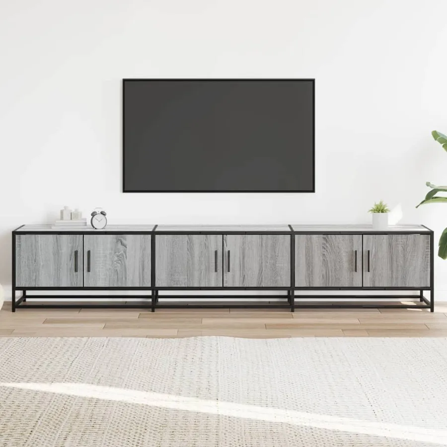 Meuble TV sonoma gris 210x35x41 cm bois d'ingénierie - 3