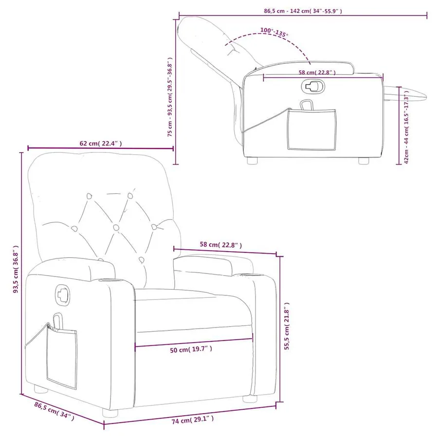 Fauteuil de massage inclinable Rouge bordeaux Similicuir - 12