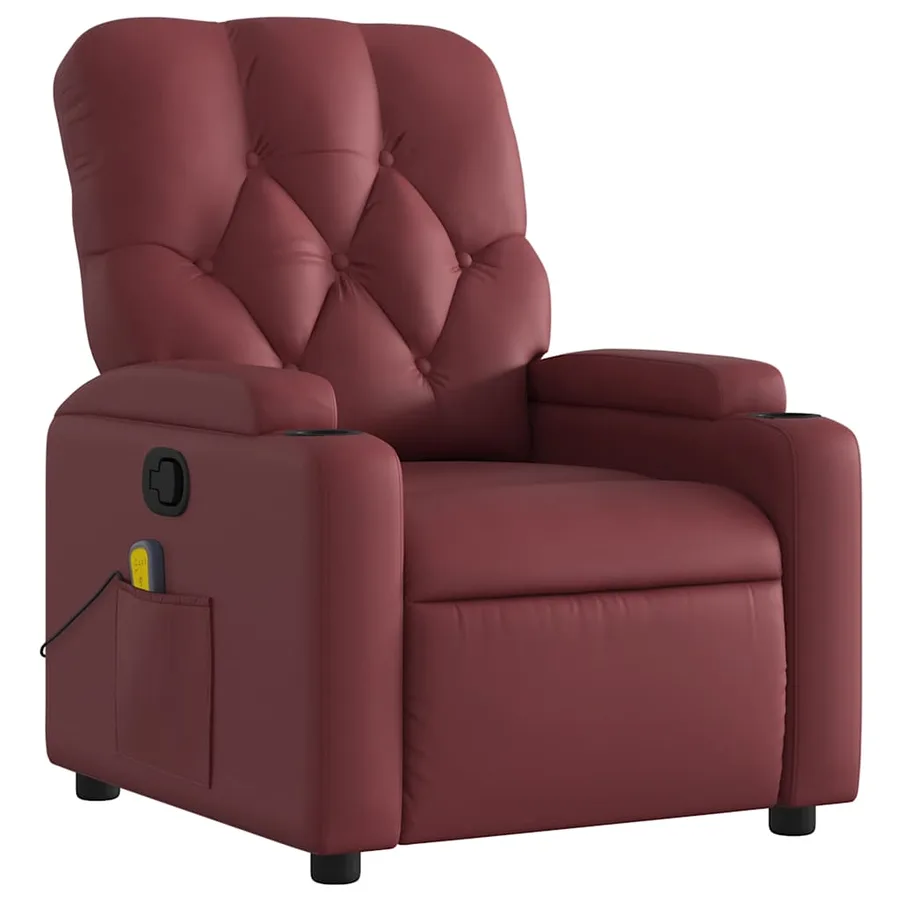 Fauteuil de massage inclinable Rouge bordeaux Similicuir - 3