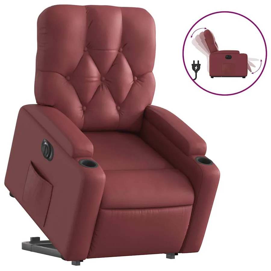 Fauteuil inclinable électrique rouge bordeaux similicuir - 2